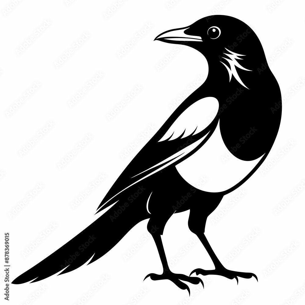 Obraz premium Magpie silhouette black