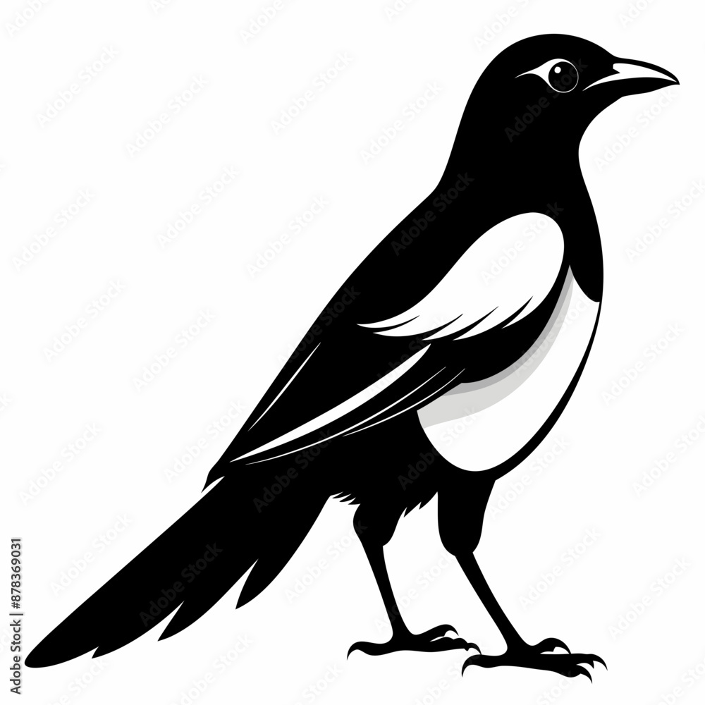 Obraz premium Magpie silhouette black