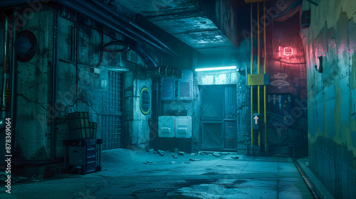 Hidden Bunker Under a Dystopian City with Rebellion Whispers