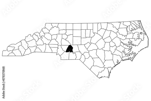 Map of Stanly County in North Carolina state on white background. single County map highlighted by black color on North Carolina map. UNITED STATES, US