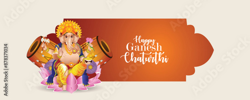 Ganesh chaturthi celebration greeting card with creative vector illustration