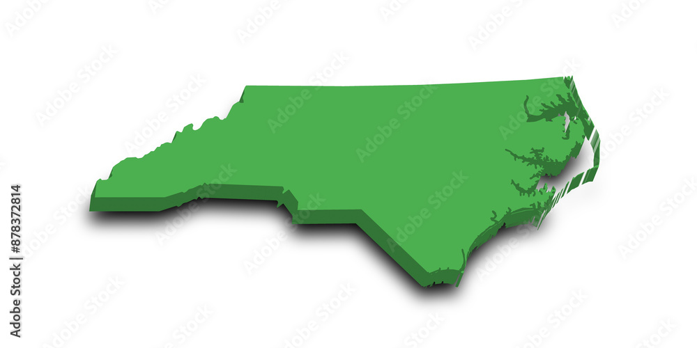 Fototapeta premium 3d Map of North Carolina state with color. United State of America, US, United State