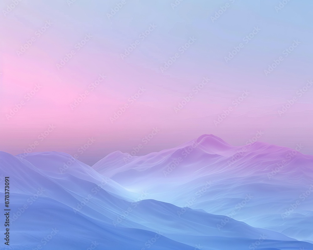 A dreamy, ethereal landscape with soft, pastel mountains bathed in a hazy, pink and blue light. A dreamy, ethereal landscape with soft, pastel mountains bathed in a hazy, pink and blue light.
