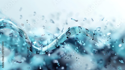 A complex intertwining of musical notes in an intricate design