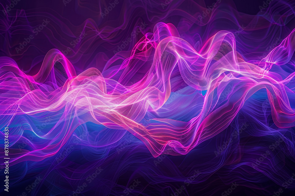 A purple and blue wave with pink and blue streaks A purple and blue wave with pink and blue streaks