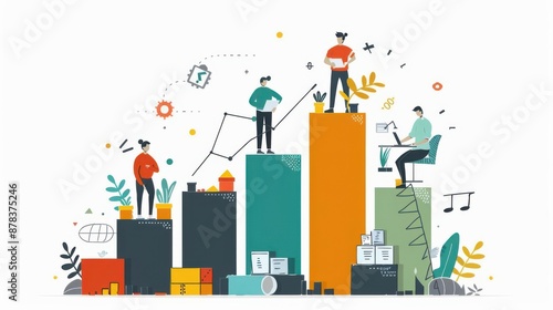 developing competencies, skillbuilding exercises, professional growth, modern infographic style, isolated on white background
