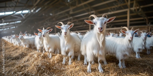  Kiko Goats in rural countryside farm, livestock industry photo