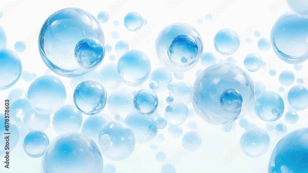 Floating color bubbles on a white background with colorful hues Floating color bubbles on a white background with colorful hues