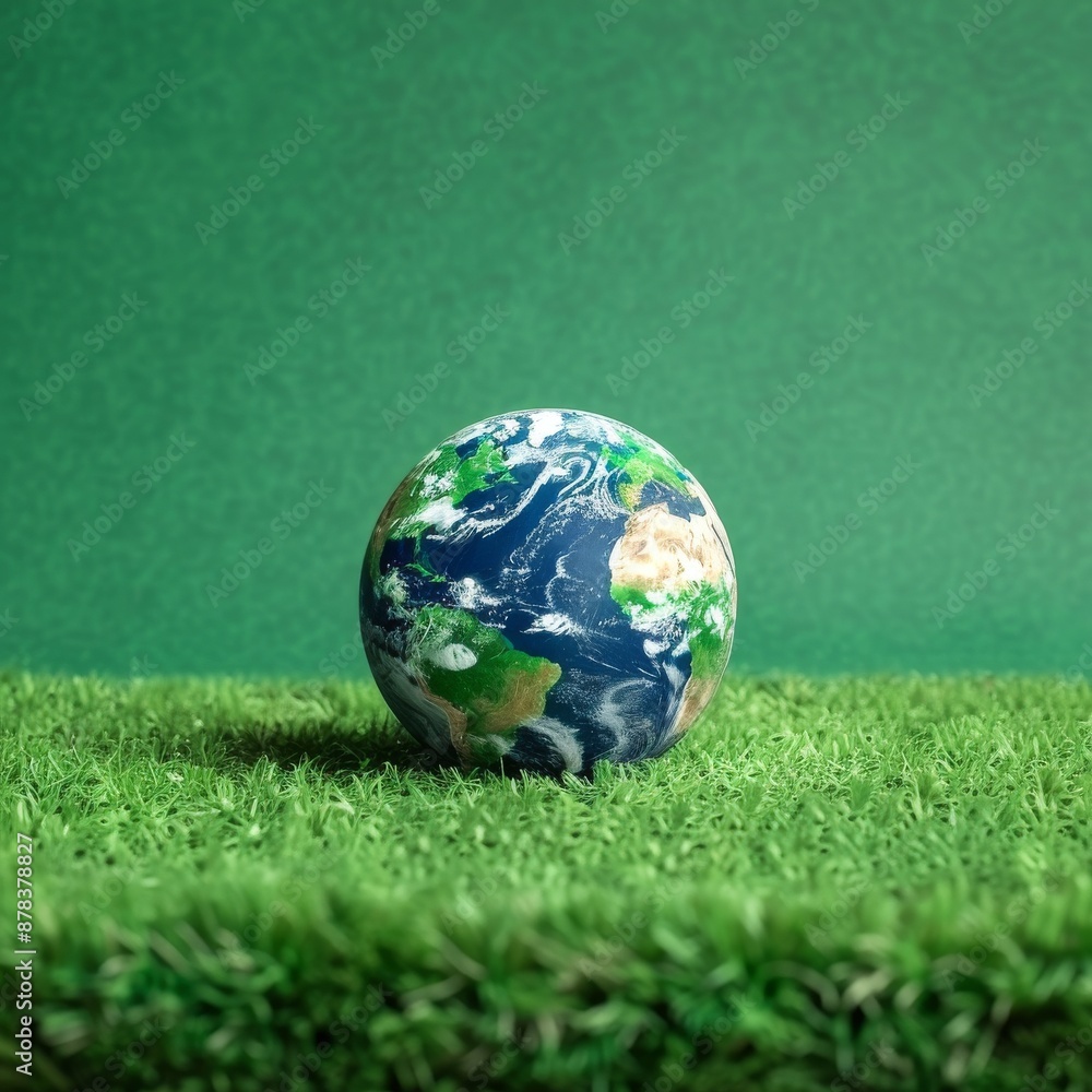 A miniature globe resting on green grass, symbolizing environmental awareness and sustainability. A miniature globe resting on green grass, symbolizing environmental awareness and sustainability.