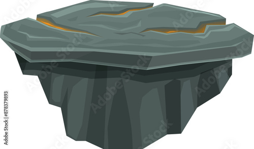 Mysterious floating island with glowing cracks is floating in the air, perfect for fantasy and adventure games