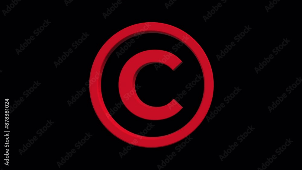 3D Copyright Icon Rotating on a Transparent Background. Seamless Loop. 4K 3D Copyright Icon Rotating on a Transparent Background. Seamless Loop. 4K