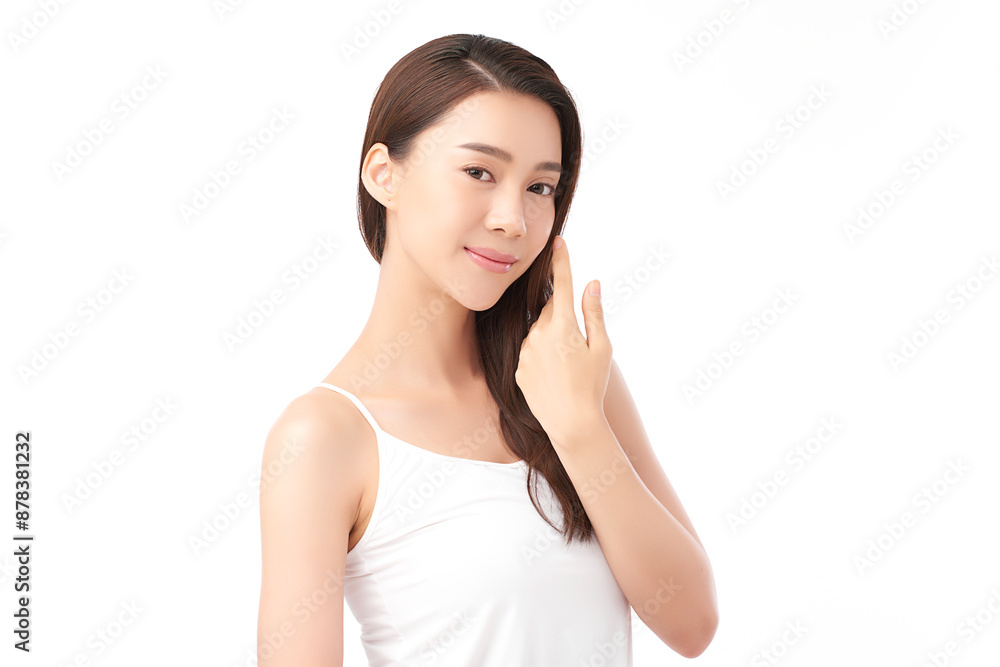 Beautiful young asian woman with clean fresh skin on white background, Face care, Facial treatment, Cosmetology, beauty and spa, Asian women portrait. Beautiful young asian woman with clean fresh skin on white background, Face care, Facial treatment, Cosmetology, beauty and spa, Asian women portrait.