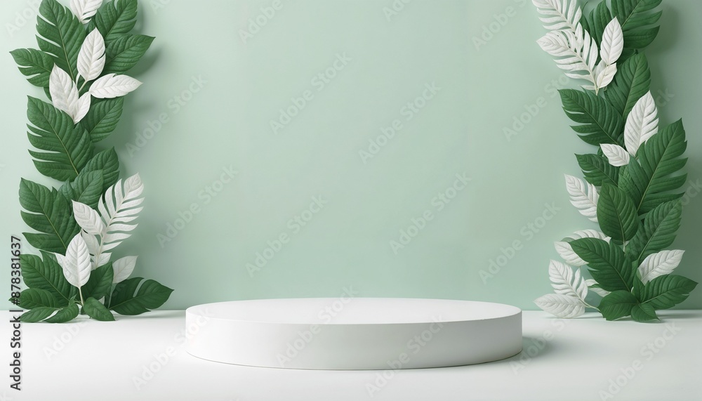 Abstract Green and White Podium Pedestal Background. Best for product photography. Abstract Green and White Podium Pedestal Background. Best for product photography.