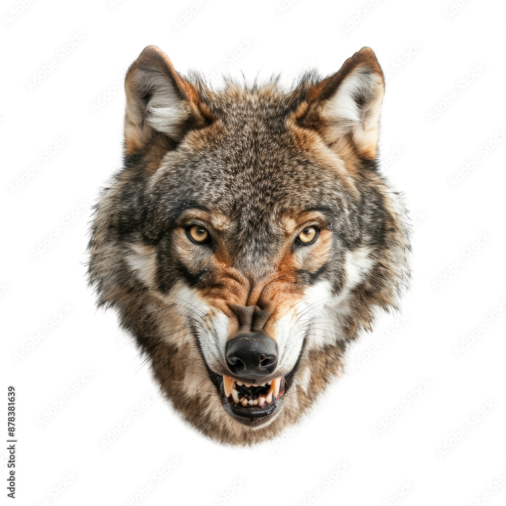 Fototapeta premium angry wolf head isolated on white background