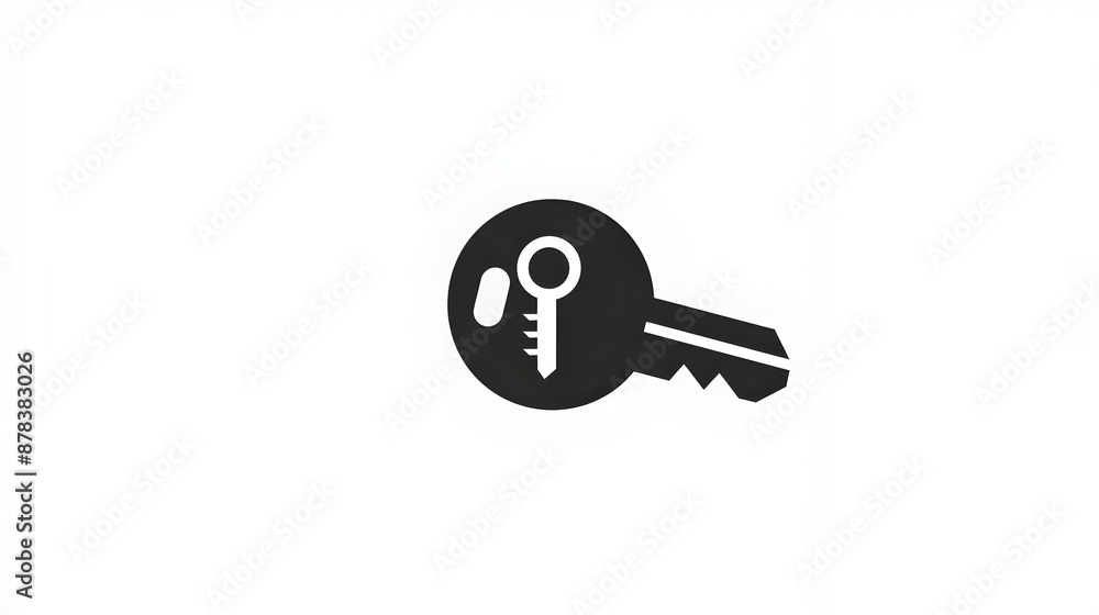 Simple Black Icon of a Key on White Background,Basic Security Concept Simple Black Icon of a Key on White Background,Basic Security Concept