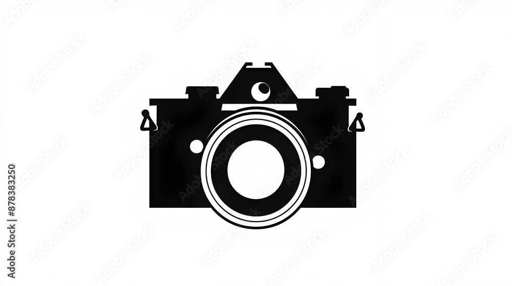 Minimalist Black Icon on Clean White Background Representing Photography Concept Minimalist Black Icon on Clean White Background Representing Photography Concept