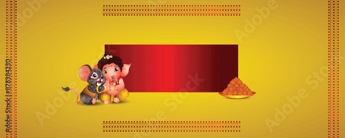Indian festival happy ganesh chaturthi banner