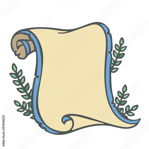 Series of royal paper scroll paper background poster template in cute medieval fairy tale kingdom illustration drawing
