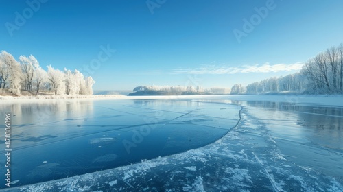 Wallpaper Mural ethereal beauty of a frozen lake in a winter wonderland, the ice reflecting the clear blue sky. Torontodigital.ca