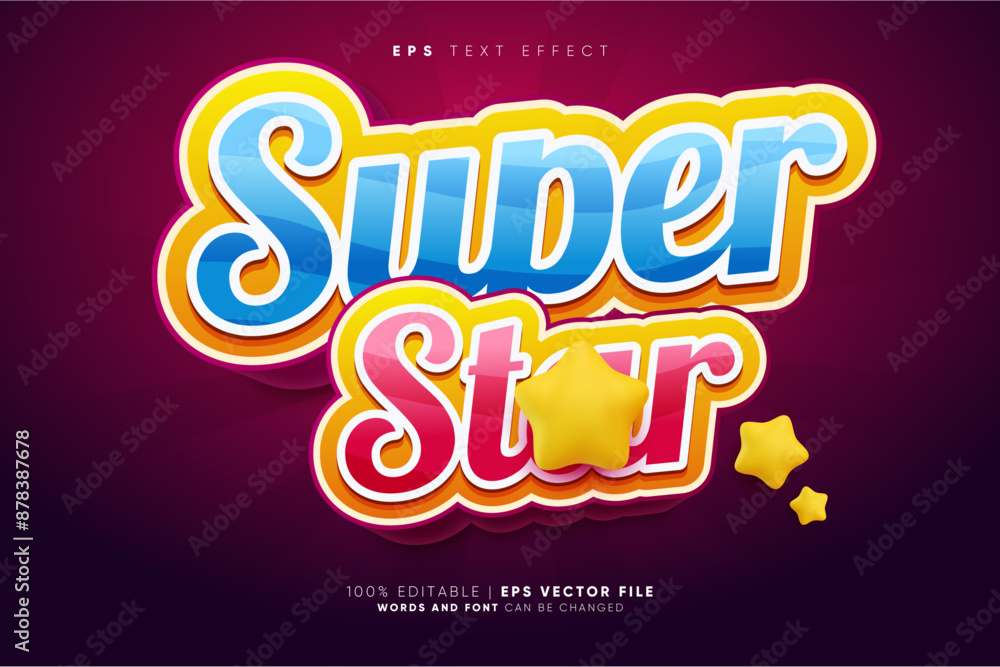 Super Star 3D Cartoon Editable Text Effect Style Super Star 3D Cartoon Editable Text Effect Style