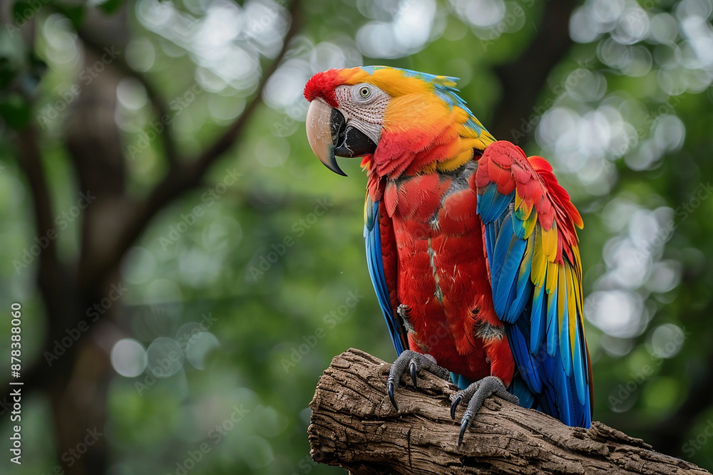 macaw parrot sitting on a tree branch generated by AI macaw parrot sitting on a tree branch generated by AI