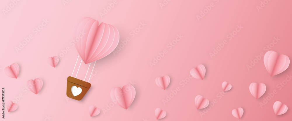 Paper elements in shape of heart flying on pink background. Vector symbols of love for Happy Women's, Mother's, Valentine's Day. Trendy love backgrounds and romantic hearts. Greeting card design Paper elements in shape of heart flying on pink background. Vector symbols of love for Happy Women's, Mother's, Valentine's Day. Trendy love backgrounds and romantic hearts. Greeting card design