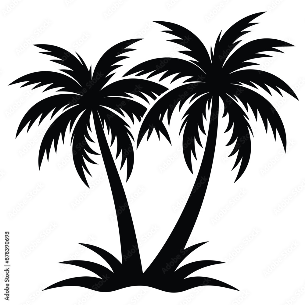 Fototapeta premium palm trees silhouette art veactor