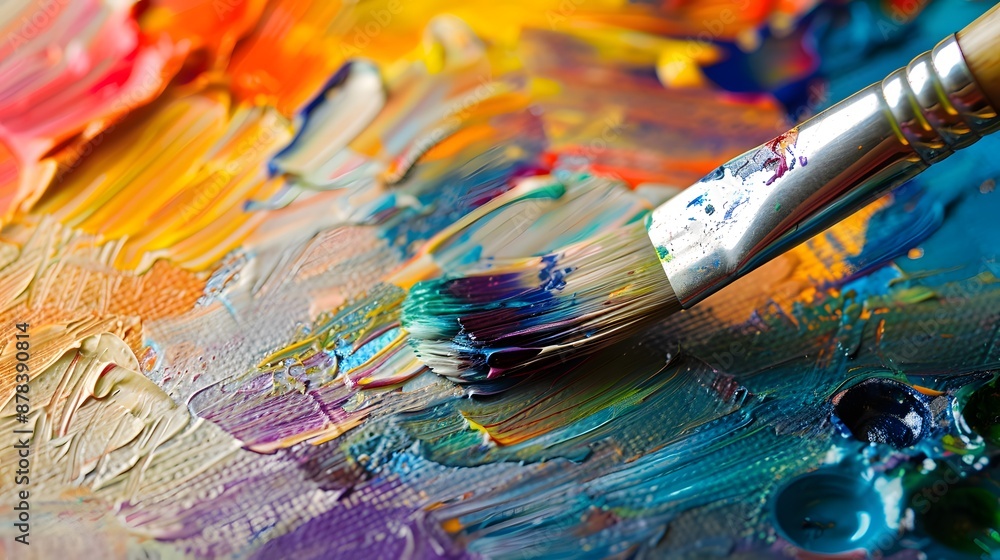 Painting on Canvas: Close-up of a paintbrush applying vibrant colors to a canvas, with paint tubes and a palette nearby.
Painting on Canvas: Close-up of a paintbrush applying vibrant colors to a canvas, with paint tubes and a palette nearby.