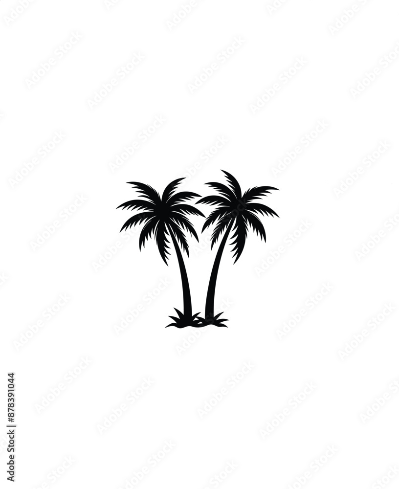 Fototapeta premium palm trees silhouette art veactor
