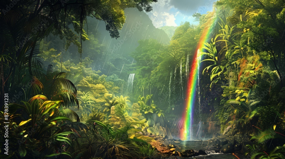 rainbow arches over a quiet village by the sea, its colors adding a touch of magic to the scene. rainbow arches over a quiet village by the sea, its colors adding a touch of magic to the scene.