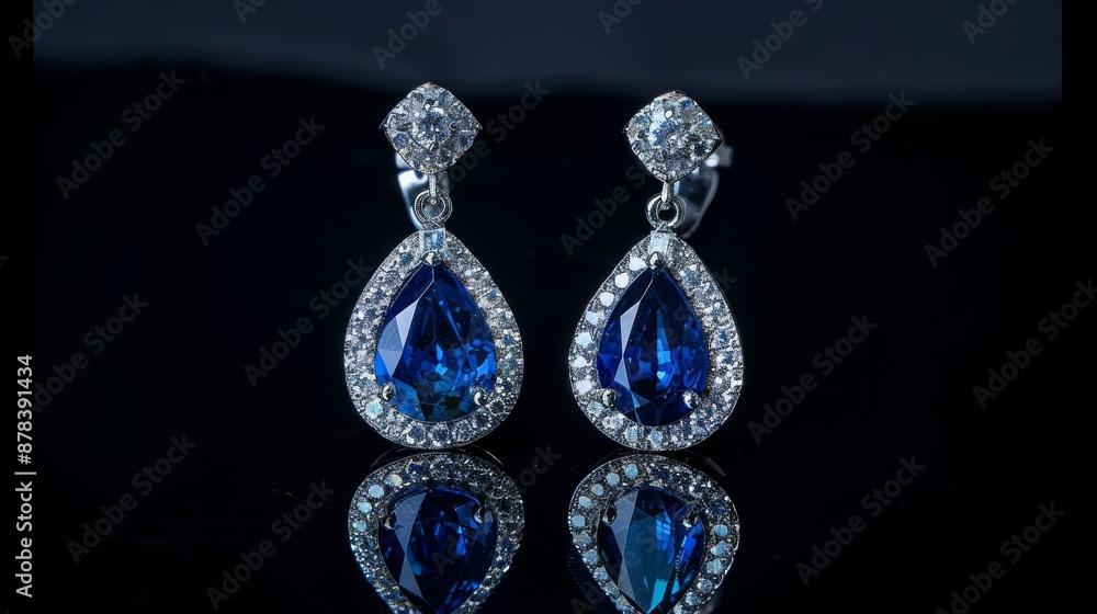 Luxurious Sapphire and Diamond Chandelier Earrings. Generative AI Luxurious Sapphire and Diamond Chandelier Earrings. Generative AI