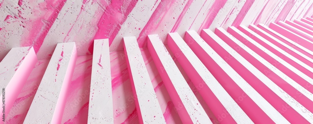 Naklejka premium Abstract pink and white striped pattern, geometric background.