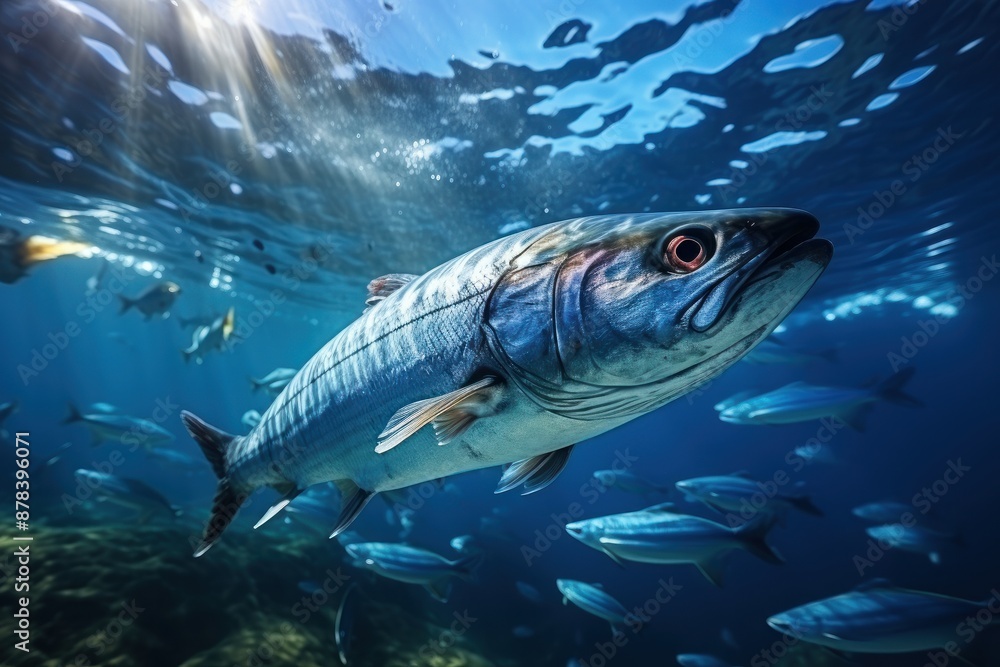 Fototapeta premium Majestic sardine swimming in Crystalline Waters