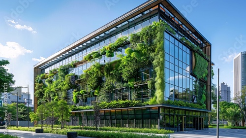 Eco friendly building with vertical garden © Spyrydon