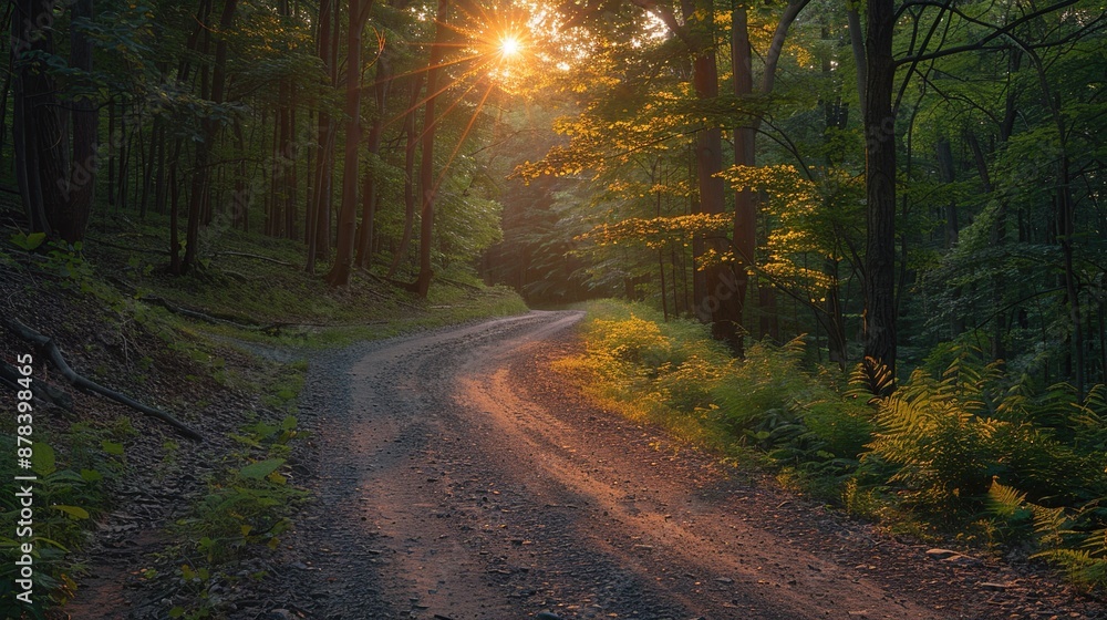 Obraz premium Sunlit Path Through a Forest