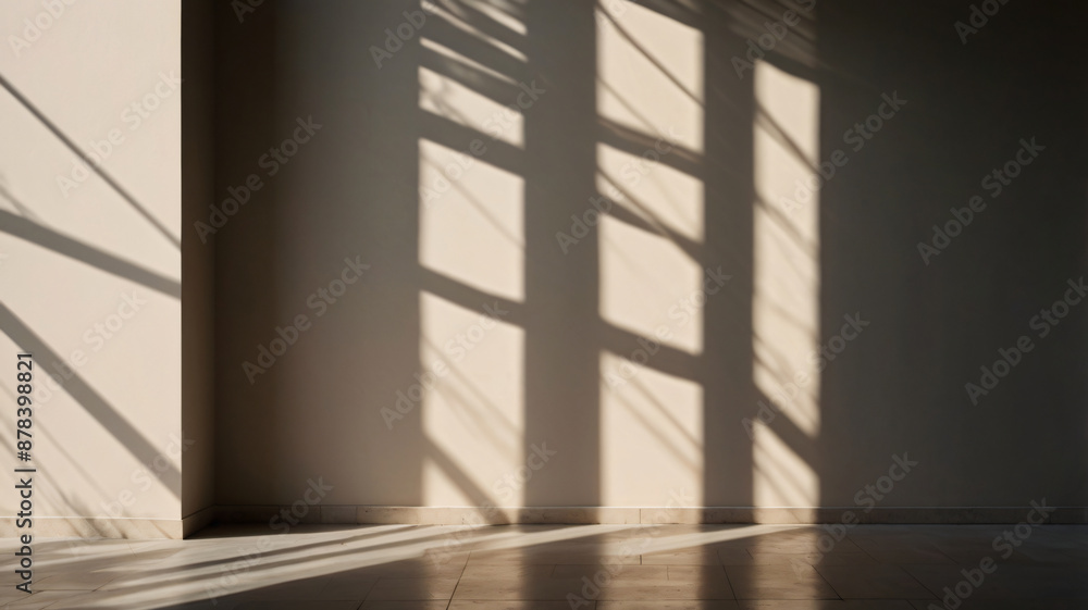 Obraz premium Minimal product placement background with shadow on wall. Creative product platform stage mockup.