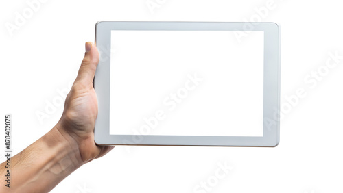 Tablet in hands with transparent background