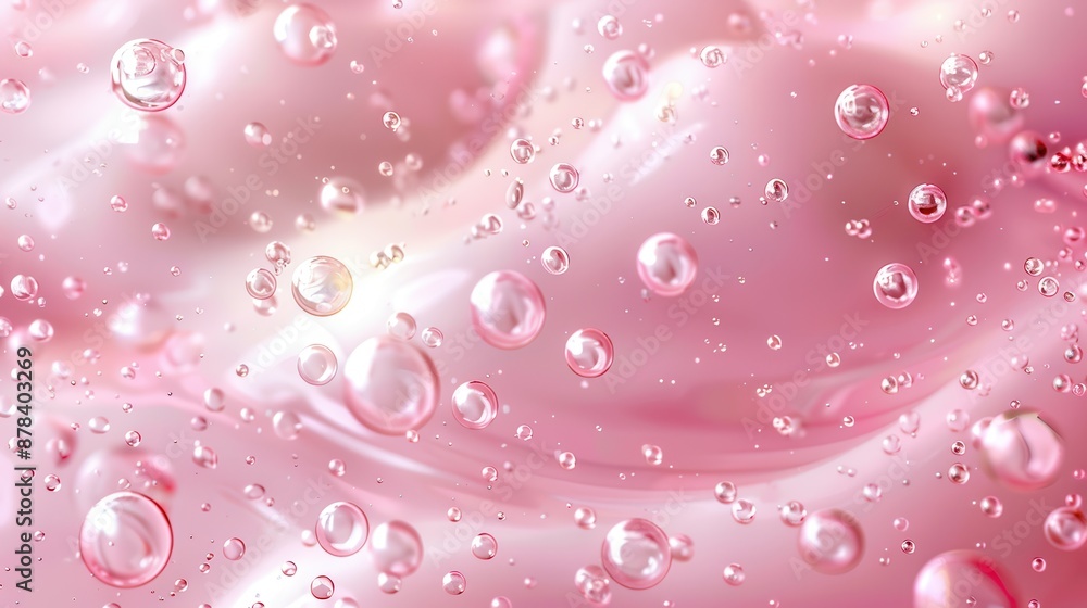 A detailed digital artwork of pink liquid with bubbles on a smooth, wavy surface, embodying a fresh, playful, and soothing visual experience. A detailed digital artwork of pink liquid with bubbles on a smooth, wavy surface, embodying a fresh, playful, and soothing visual experience.