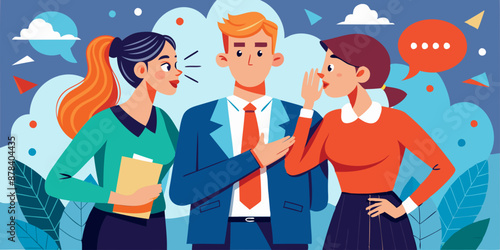 Business people whispering secrets and confidential information, corporate communication and gossip concept