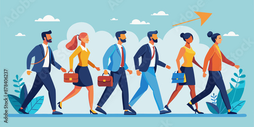 Businesspeople Walking with Personal Goals for Career Development and Job Evaluation
