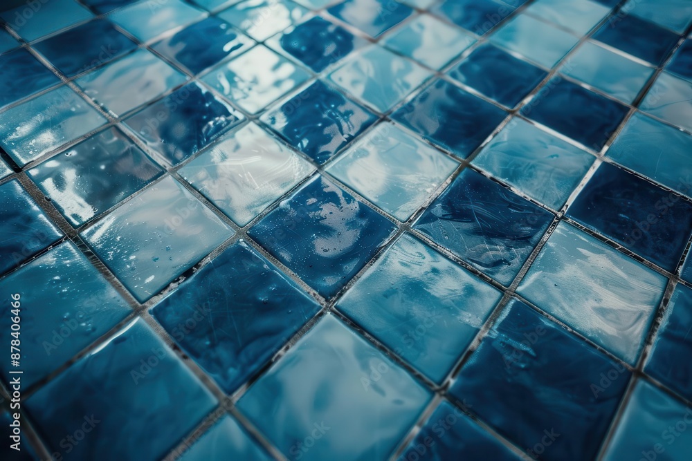closeup of blue tile wall with chequered pattern bathroom floor texture with slight reflections and variations in shades of blue clean modern aesthetic closeup of blue tile wall with chequered pattern bathroom floor texture with slight reflections and variations in shades of blue clean modern aesthetic
