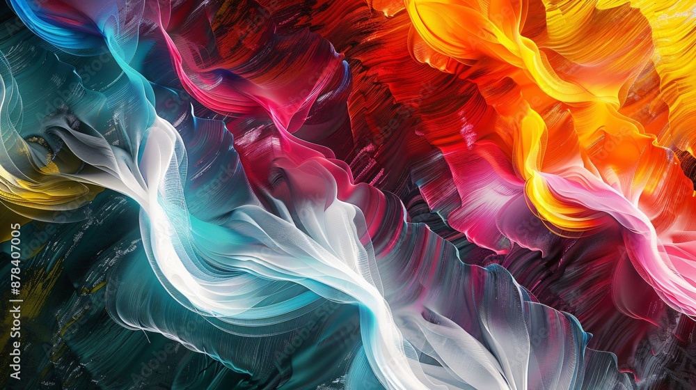 Obraz premium Dynamic abstract wave patterns in a variety of colors, creating a sense of movement and energy