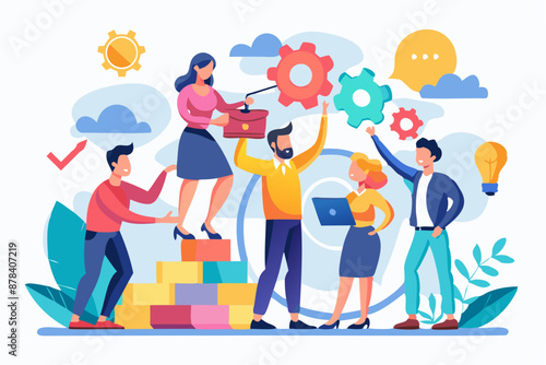 Collaborative team effort propels employees to reach ambitious business goals through mutual support and unity