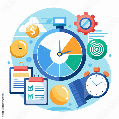 Efficient time management system for project planning, resource allocation, and productivity evaluation using stopwatch and pie chart