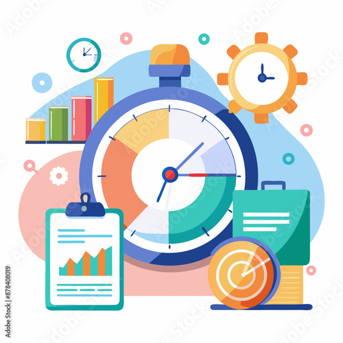 Efficient time management system for project planning, resource allocation, and productivity evaluation using stopwatch and pie chart