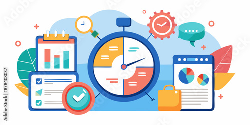 Efficient time management system for project planning, resource allocation, and productivity evaluation using stopwatch and pie chart