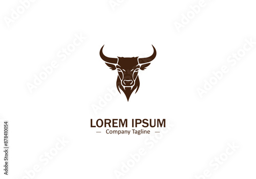 Minimal and abstract bull logo icon buffalo vector bison silhouette isolated on white background