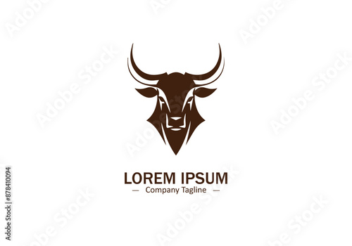 Minimal and abstract bull logo icon buffalo vector bison silhouette