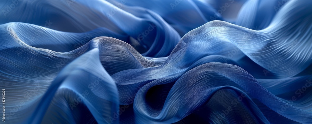 Obraz premium Minimalistic flowing blue silk cloth creating delicate waves and textures
