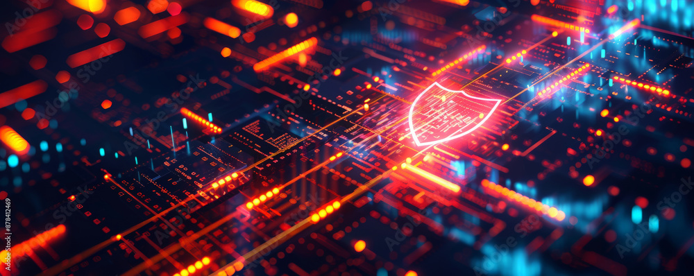 Futuristic cyber security background with a 3D shield icon, encrypted data patterns, and glowing data streams. Futuristic cyber security background with a 3D shield icon, encrypted data patterns, and glowing data streams.
